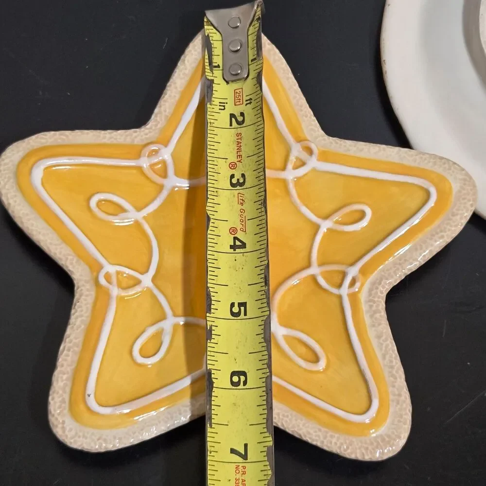 Vtg Fitz & Floyd‎ Christmas Cookie Candy Plate Dish Set 2 Star Ornament Santa 7